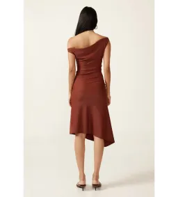 Ance Gria Jean Midi Dress In Brown Size 8 for rent on The Volte - image 2