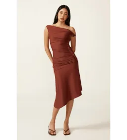 Ance Gria Jean Midi Dress In Brown Size 8 for rent on The Volte - image 1