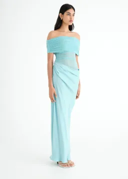 Benni Nico Off The Shoulder Maxi Dress in Aquamarine Size 6 for rent on The Volte - image 2