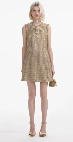 Self-Portrait Boucle Embellished Mini Dress Gold Size AU 10 for rent on The Volte - image 8