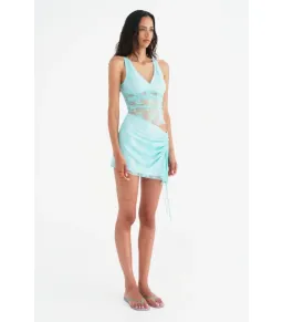 Benni Margot Mini Dress in Aquamarine Size AU 8 for rent on The Volte - image 2