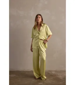 Raef The Label Carla Satin Shirt in Pistachio Size AU 10 for rent on The Volte - image 1