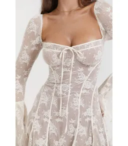 House Of CB Analissa Lace Corset Mini Dress Vintage Cream Size S / AU 8 for rent on The Volte - image 3