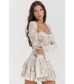 House Of CB Analissa Lace Corset Mini Dress Vintage Cream Size S / AU 8 for rent on The Volte - image 4