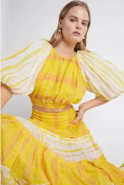Aje Wilderness Crop Top and Skirt Set Yellow Check Size 10 for rent on The Volte - image 4