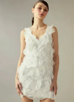 Cynthia Rowley Elle Heart Embellished Mini Dress White Size 0 / AU 4 for rent on The Volte - image 2