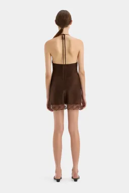 Sir the Label Aries Halter Mini Dress Chocolate Size 1 / AU 8 for rent on The Volte - image 2