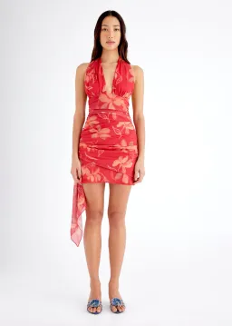 Benni Penelope Halter Mini Dress Hibiscus Floral Size 8 for rent on The Volte - image 1