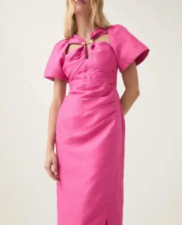 Aje Presence Twisted Midi Dress Fuchsia Rose Size 12 for rent on The Volte - image 2