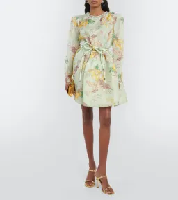 Zimmermann Matchmaker Tulip Mini Dress Mint Tropical Floral Size 8 for rent on The Volte - image 1