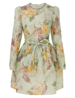 Zimmermann Matchmaker Tulip Mini Dress Mint Tropical Floral Size 8 for rent on The Volte - image 3