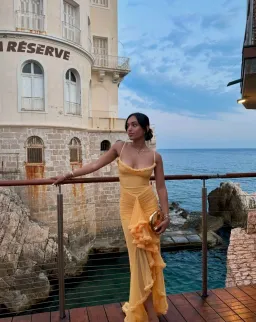 House Of CB Gabbi Ruffled Front Gown Apricot Size S / AU 8 for rent on The Volte - image 4