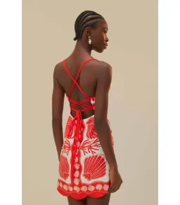 Farm Rio White Ainika Shell Linen Mini Dress Multi Size Medium / AU 10 for rent on The Volte - image 4