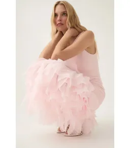 Aje Elations Knit Maxi Dress in Pastel Pink Size XS / AU 6 for rent on The Volte - image 2