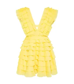 Aje Reflection Mini Dress Acacia Yellow Size AU 10 for rent on The Volte - image 4