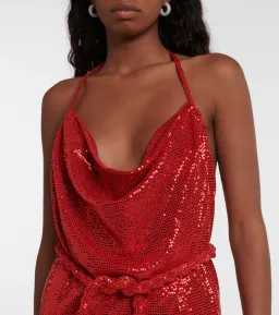 Dodo Bar Or Sequin Embellished Midi Dress Red Size AU 10  for rent on The Volte - image 2