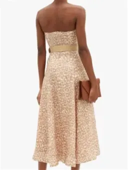 Zimmermann Carnaby Strapless Leopard Belted Linen Dress Size 0/Au 8  for rent on The Volte - image 2