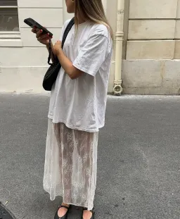 Maison Essentiele Lace Skirt in Optic White Size 8 for rent on The Volte - image 4