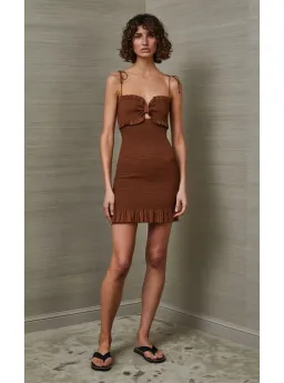 Bec & Bridge Carrie Mini Dress Brown Size 8 for rent on The Volte - image 1