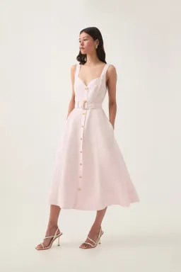 Aje Clay Belted Midi Dress Pastel Pink Size 6 for rent on The Volte - image 2