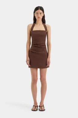 Sir the Label Noemi Halter Mini Dress in Chocolate Brown Size 1 for rent on The Volte - image 1