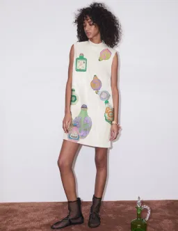 Alemais Chesca Mini Dress Cream Multi Size 8  for rent on The Volte - image 1