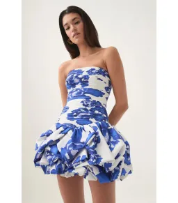 Aje Violette Bubble Hem Mini Dress in Boldly Blooming Cobalt Size AU 10 for rent on The Volte - image 4