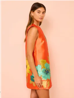 Alémais Piato Mini Dress Orange Print Size AU 10   for rent on The Volte - image 5