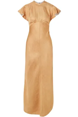Zimmerman Frill Sleeve Maxi Dress Gold Size 10 for rent on The Volte - image 3