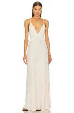 Helsa Studios Sheer Deep V Long Slip Dress Ivory Size XS / AU 6 for rent on The Volte - image 5