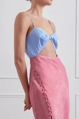 San Sloane Alona Midi Dress Pink and Blue Size 10 for rent on The Volte - image 2