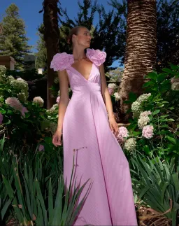 Aston Studio The Eliza Dress In Fuchsia Fine Stripe Size AU 8 for rent on The Volte - image 2