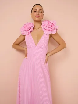 Aston Studio The Eliza Dress In Fuchsia Fine Stripe Size AU 8 for rent on The Volte - image 5