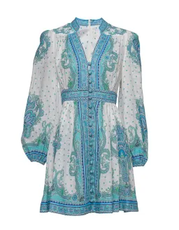 Zimmermann Bells Paisley Short Dress in Blue Paisley Size 2 / AU 12 for rent on The Volte - image 4