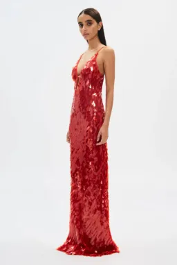 Misha Sapphire Sequin Maxi Dress Red Size 8 for rent on The Volte - image 1