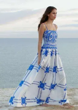 Aston Studio Cordelia Dress Mediterranean/Foam Size 10 for rent on The Volte - image 2