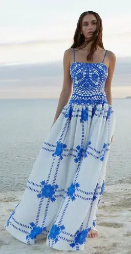 Aston Studio Cordelia Dress Mediterranean/Foam Size 10 for rent on The Volte - image 1