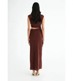 Benni Henri Twist Maxi Dress in Chocolate Size 8  for rent on The Volte - image 3