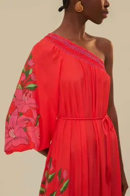 Farm Rio Red Summer Foliage Scarf Maxi Dress Multi Size 14 for rent on The Volte - image 5