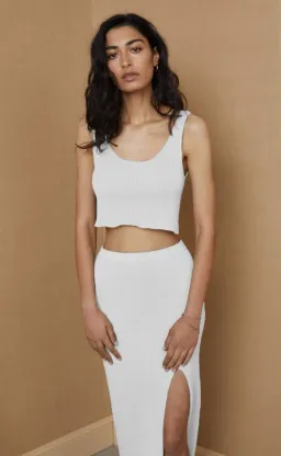 Bec and Bridge Margot Knit Crop Top and Midi Skirt Set White Size 6 for rent on The Volte - image 2
