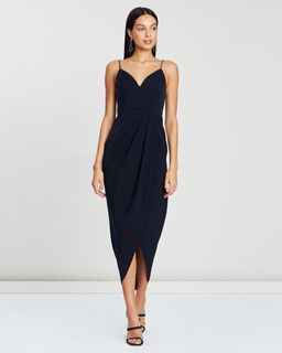 Shona Joy Cocktail Draped Maxi Dress Navy Size 8 for rent on The Volte - image 2
