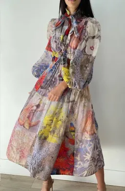 Zimmermann Botanica Crop Bodice Top and Midi Skirt Set Book Print Size 0 / AU 8 for rent on The Volte - image 4