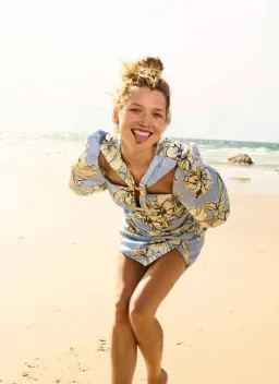 Aje Presence Twisted Mini Dress Blue Hibiscus Size 8 for rent on The Volte - image 5