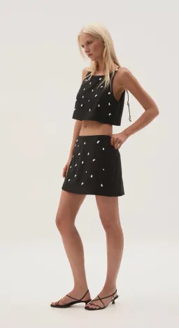 Aje  Akoya Crop and Mini Skirt Set Black Size 14 for rent on The Volte - image 4