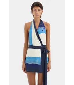 Sir the Label Mariner Wrap Halter Mini Dress Shoreline Stripe Size AU 3 / AU 12  for rent on The Volte - image 2