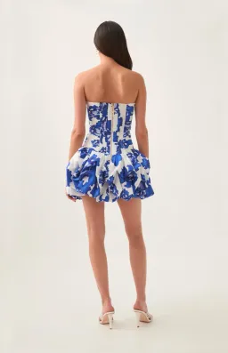 Aje Violette Bubble Hem Mini Dress Boldly Blooming Cobalt Size XS / AU 6 for rent on The Volte - image 3