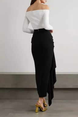 Solace London Lotus Midi Dress Black/Cream Size XS / AU 6 for rent on The Volte - image 2