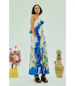 Alemais Nadia One Shoulder Ruffle Dress Print Size AU 10 for rent on The Volte - image 2