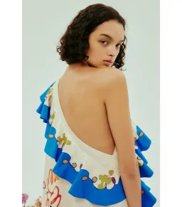 Alemais Nadia One Shoulder Ruffle Dress Print Size AU 10 for rent on The Volte - image 3