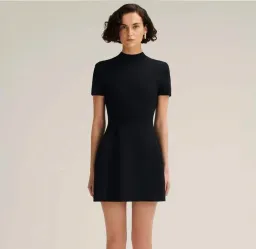 Scanlan Theodore Crepe Knit Peplum Mini Dress Black Size S / AU 8 for rent on The Volte - image 7